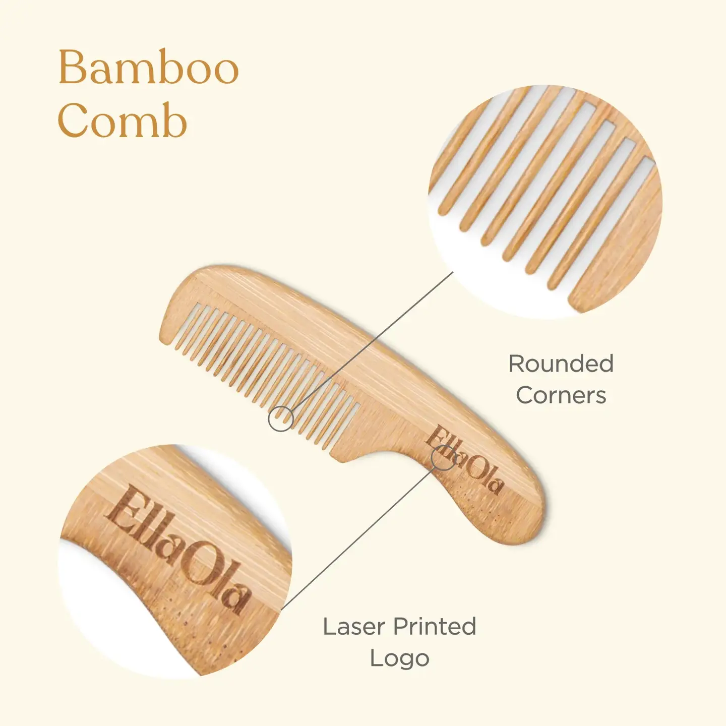 3-Piece Bamboo Brush & Comb Set - Image 4